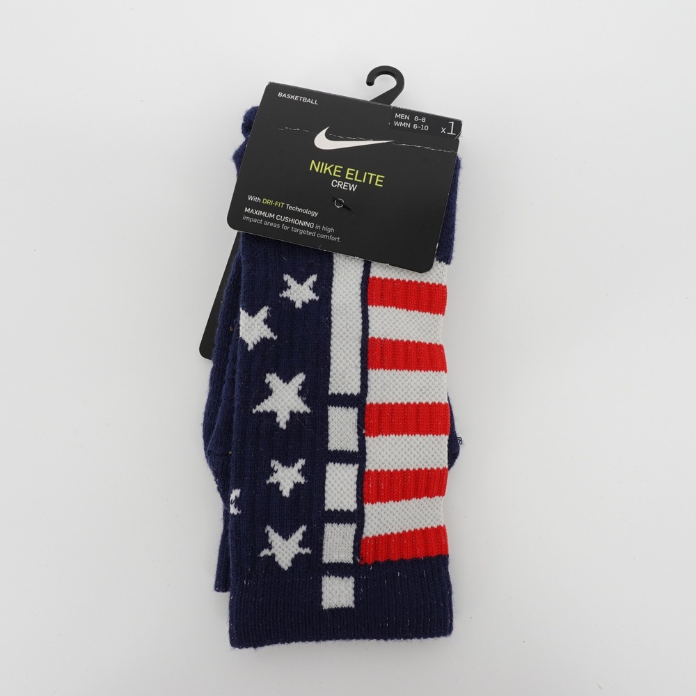 Nike Elite Crew Basketball Socks Mens Size Medium 6-8 USA Stars Stripes NEW